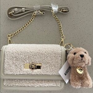Steve‎ Madden Vanilla Bnora Sherpa Box Crossbody Bag Dog Charm NWT